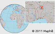 Gray Location Map of Kandi, within the entire country