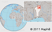 Gray Location Map of Kandi, highlighted country, within the entire country