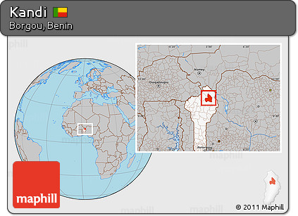Gray Location Map of Kandi, highlighted country
