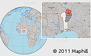Gray Location Map of Kandi, highlighted country, highlighted parent region, within the entire country