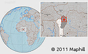 Gray Location Map of Kandi, highlighted country, highlighted parent region, hill shading
