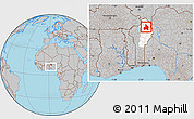 Gray Location Map of Kandi, highlighted parent region, within the entire country