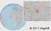 Gray Location Map of Kandi, hill shading