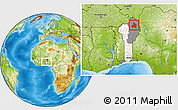 Physical Location Map of Kandi, highlighted country, highlighted parent region, within the entire country