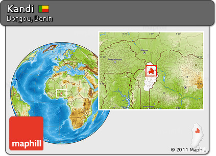 Physical Location Map of Kandi, highlighted parent region