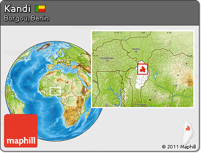 Physical Location Map of Kandi, highlighted parent region