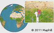 Satellite Location Map of Kandi, highlighted country, highlighted parent region