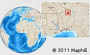 Shaded Relief Location Map of Kandi, within the entire country