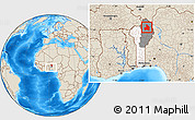 Shaded Relief Location Map of Kandi, highlighted country, highlighted parent region, within the entire country