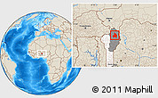Shaded Relief Location Map of Kandi, highlighted country, highlighted parent region