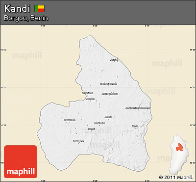 Classic Style Map of Kandi, single color outside