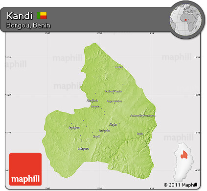 Physical Map of Kandi, cropped outside