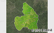 Satellite Map of Kandi, darken, semi-desaturated