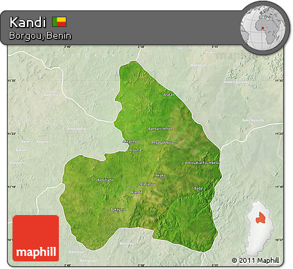 Satellite Map of Kandi, lighten