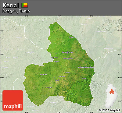 Satellite Map of Kandi, lighten