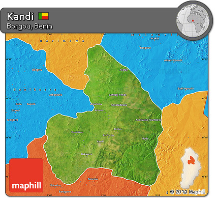 Satellite Map of Kandi, political outside