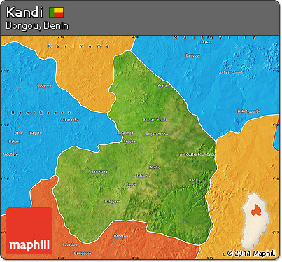 Satellite Map of Kandi, political outside