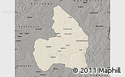 Shaded Relief Map of Kandi, darken, semi-desaturated