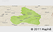 Physical Panoramic Map of Kandi, shaded relief outside