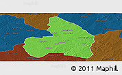 Political Panoramic Map of Kandi, darken