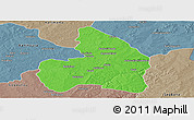 Political Panoramic Map of Kandi, semi-desaturated