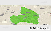 Political Panoramic Map of Kandi, shaded relief outside