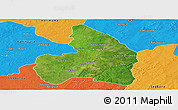 Satellite Panoramic Map of Kandi, political outside