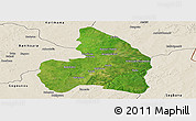 Satellite Panoramic Map of Kandi, shaded relief outside