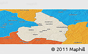 Shaded Relief Panoramic Map of Kandi, political outside