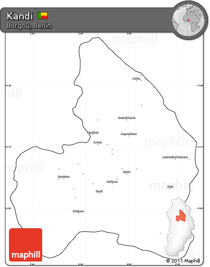 Blank Simple Map of Kandi, cropped outside