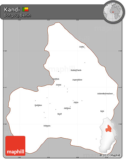 Gray Simple Map of Kandi, cropped outside