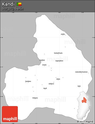 Gray Simple Map of Kandi, single color outside