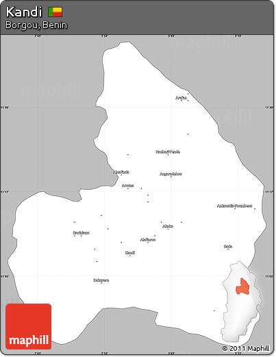 Gray Simple Map of Kandi, single color outside
