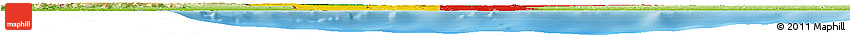 Flag Horizon Map of Benin, physical outside, bathymetry sea, flag rotated