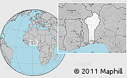 Blank Location Map of Benin, gray outside