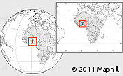 Blank Location Map of Benin, highlighted continent, within the entire continent