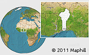 Blank Location Map of Benin, satellite outside