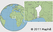 Blank Location Map of Benin, savanna style outside