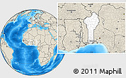 Blank Location Map of Benin, shaded relief outside