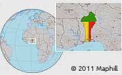 Flag Location Map of Benin, gray outside