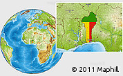 Flag Location Map of Benin, physical outside