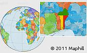 Flag Location Map of Benin, political outside