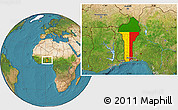 Flag Location Map of Benin, satellite outside
