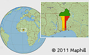 Flag Location Map of Benin, savanna style outside