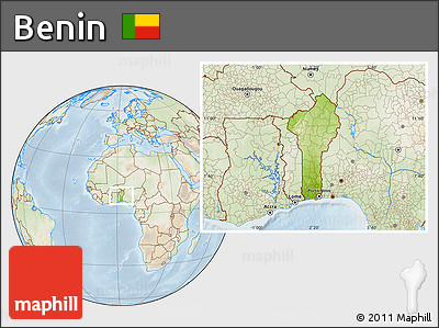 Physical Location Map of Benin, lighten
