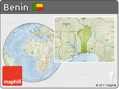 Physical Location Map of Benin, lighten
