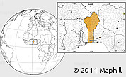 Political Location Map of Benin, blank outside