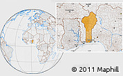 Political Location Map of Benin, lighten, desaturated