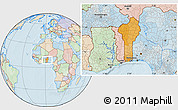 Political Location Map of Benin, lighten, land only