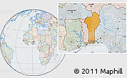 Political Location Map of Benin, lighten, semi-desaturated